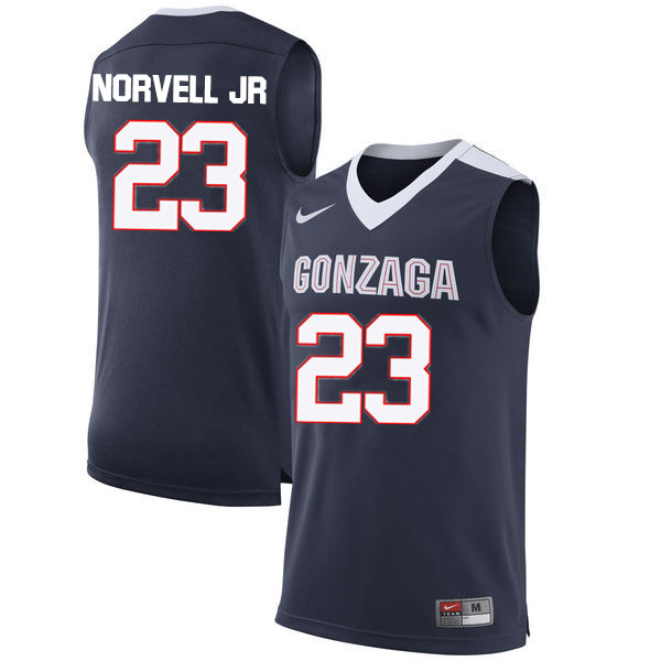 Men #23 Zach Norvell Jr. Gonzaga Bulldogs College Basketball Jerseys-Navy - Click Image to Close